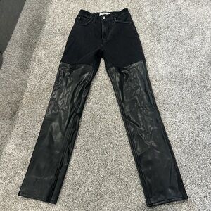 Abercrombie Mixed Leather Fabric Black Jean